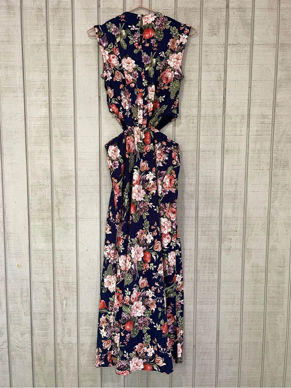 Abercrombie Fitch Navy Floral Side Cutout Maxi Dress XS Wedding Guest